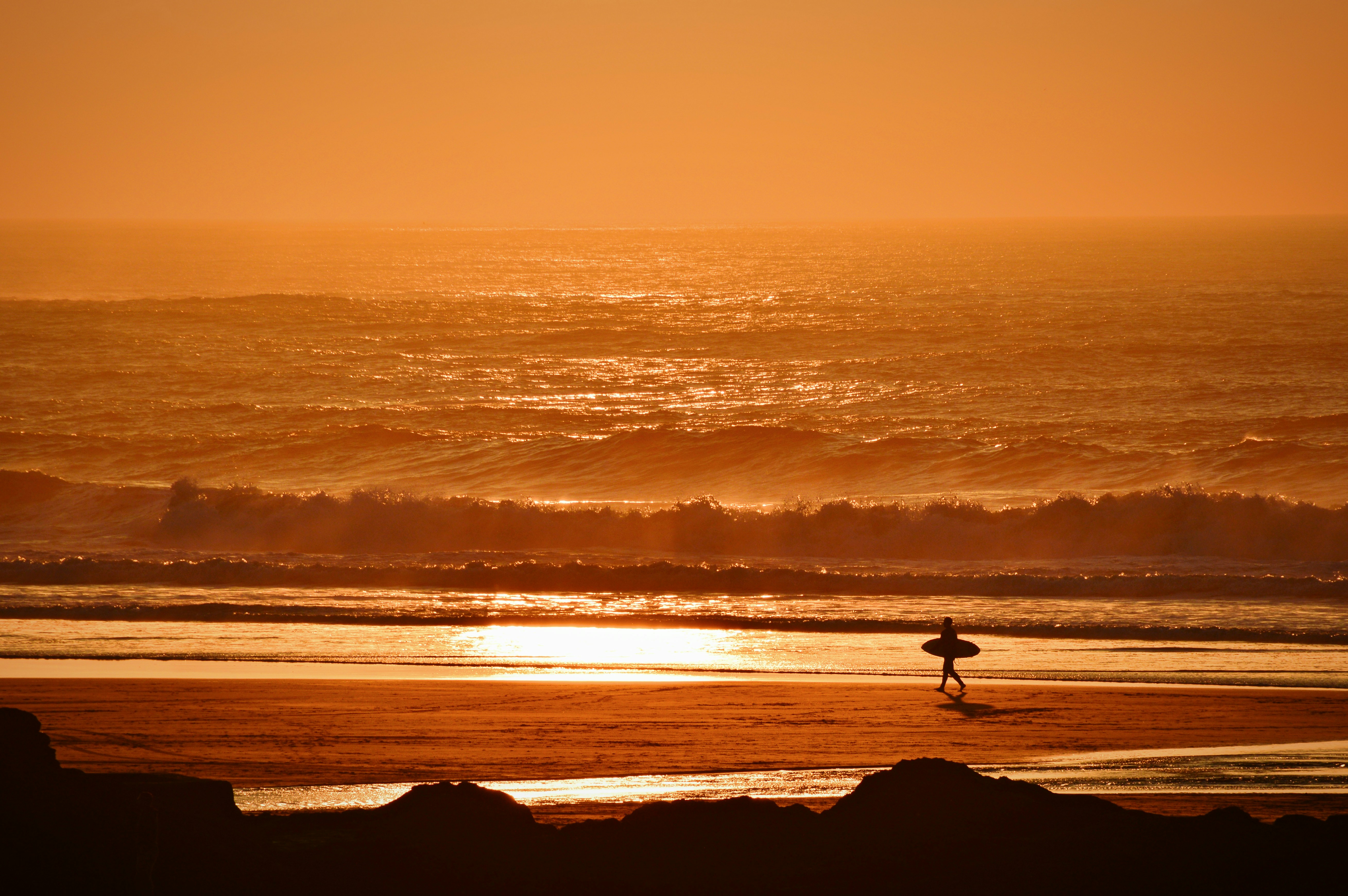 Surfer on Bude Beach, Cornwall