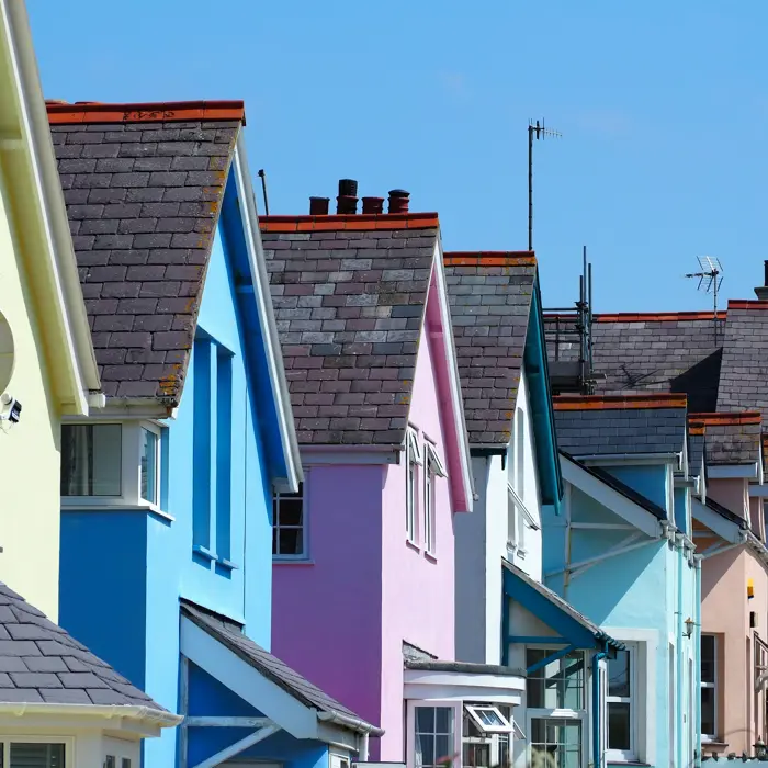 Row of brightly coloured houses